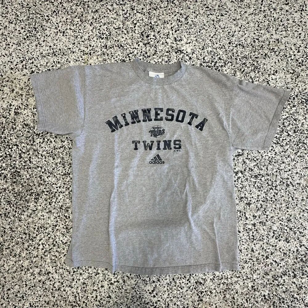 Vintage Adidas Minnesota Twins T-Shirt Mens Large Gray 2002 00's Y2K Baseball